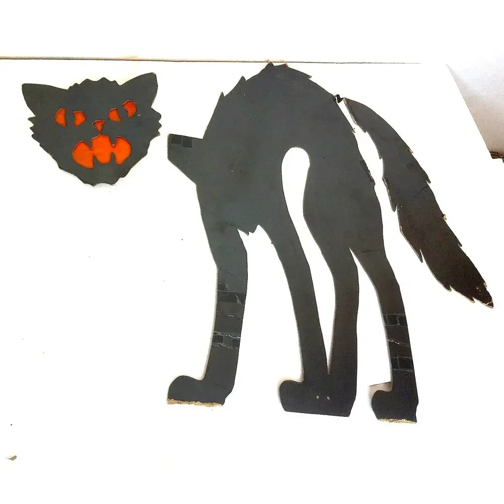 Vintage 1934 Dennison Halloween Black Cat Centerpiece Die Cut Parts Read As Is